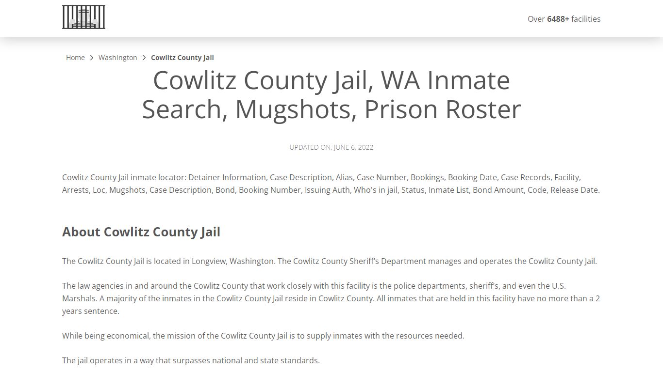 Cowlitz County Jail, WA Inmate Search, Mugshots, Prison Roster